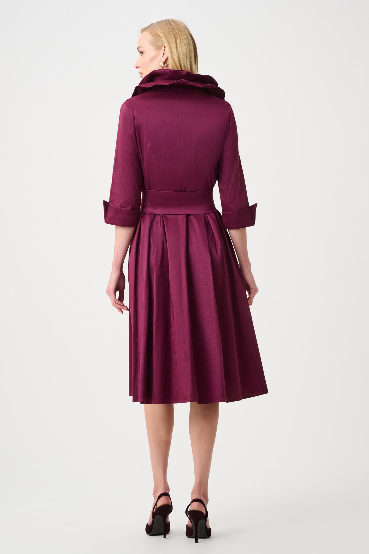 Joseph Ribkoff Stretch Taffeta Fit And Flare Dress With Lapel Collar Jr261719F26