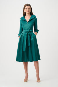 Joseph Ribkoff Stretch Taffeta Fit And Flare Dress With Lapel Collar Jr261719F26