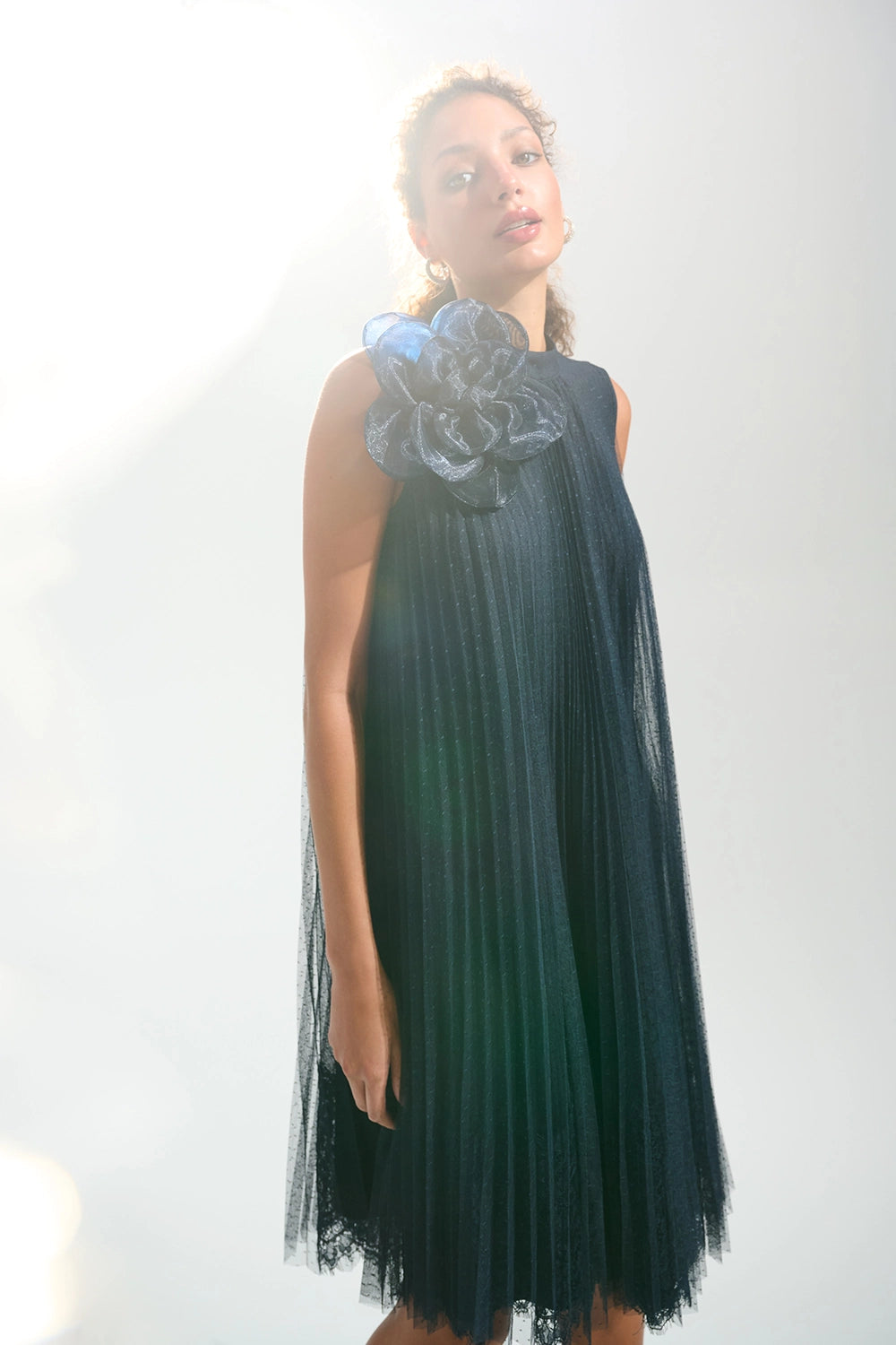 Joseph Ribkoff Signature | Mesh And Lace A-Line Dress With Organza Flower Detail Jr261737