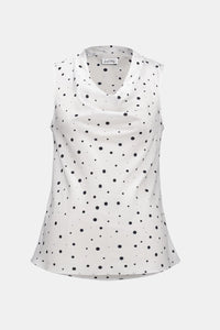 Joseph Ribkoff Recycled Satin Dot Print Sleeveless Cowl Neck Top Jr261746