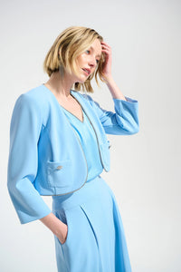 Joseph Ribkoff Scuba Crepe Fitted Jacket With Rhinestones Trim Jr261769