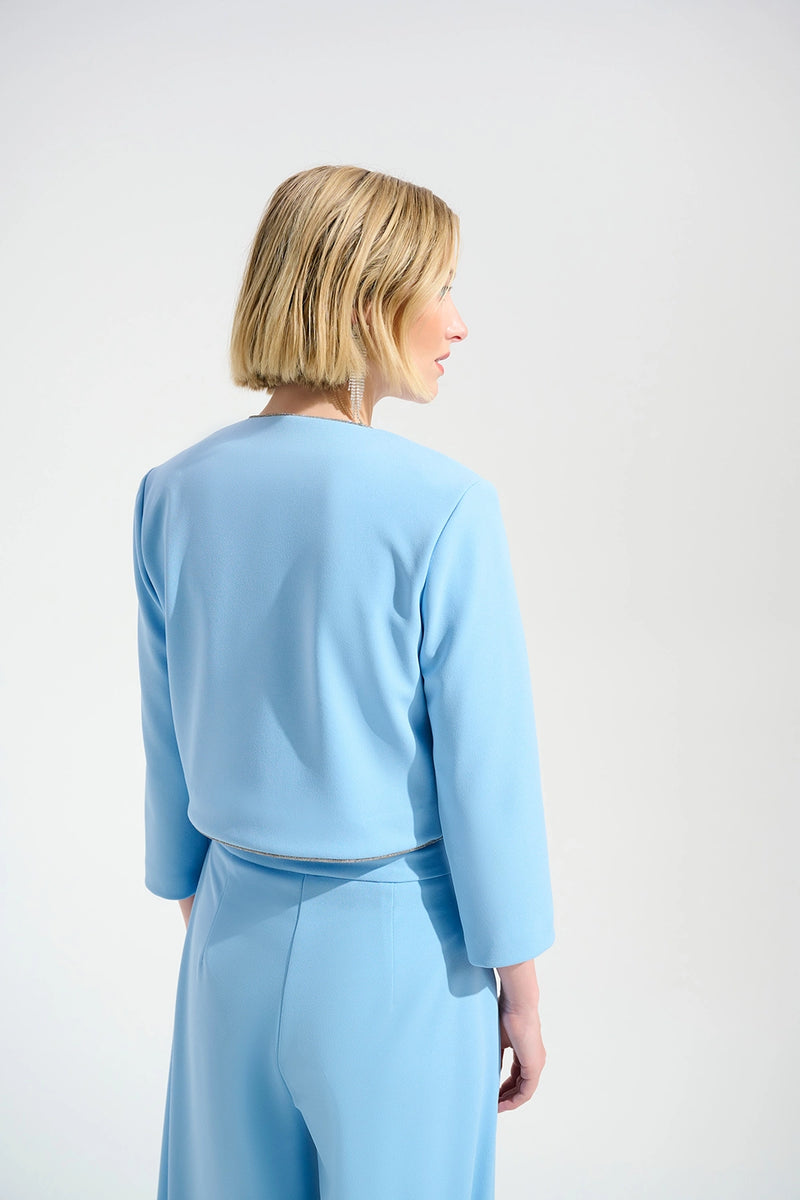 Joseph Ribkoff Scuba Crepe Fitted Jacket With Rhinestones Trim Jr261769