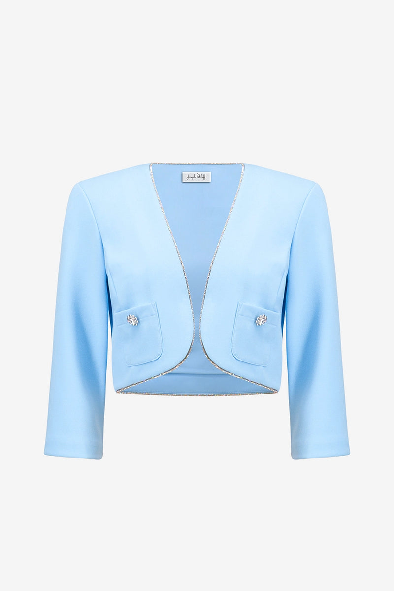 Joseph Ribkoff Scuba Crepe Fitted Jacket With Rhinestones Trim Jr261769