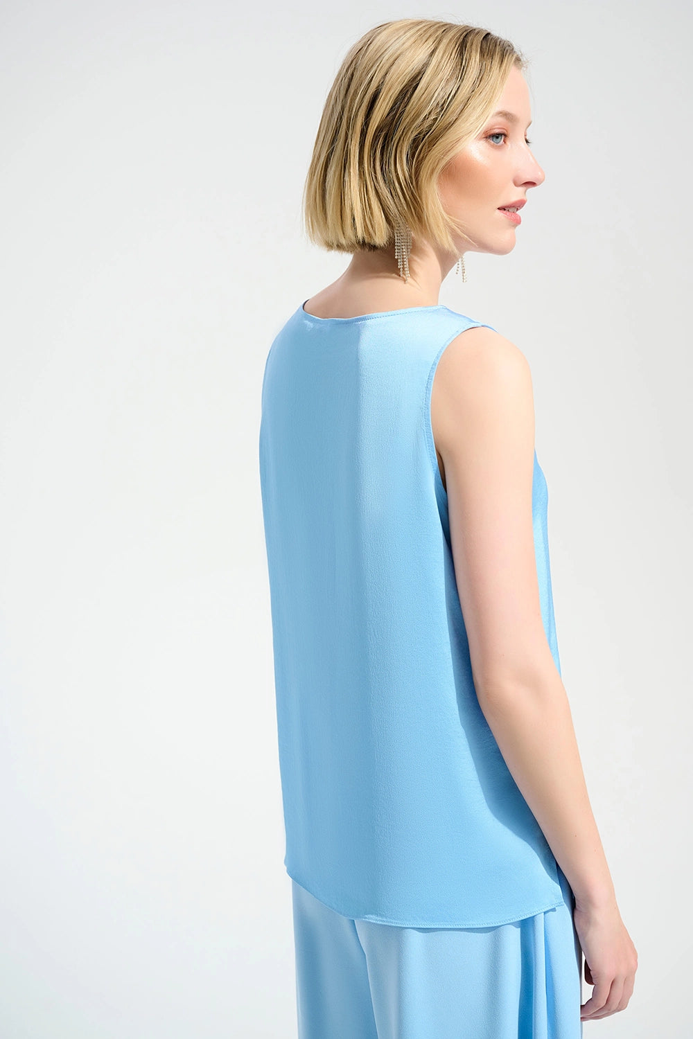 Joseph Ribkoff Recycled Satin Straight Top With Rhinestones Trim Jr261782