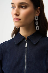 Joseph Ribkoff Denim Dress With Half Zip and Belt Jr261900