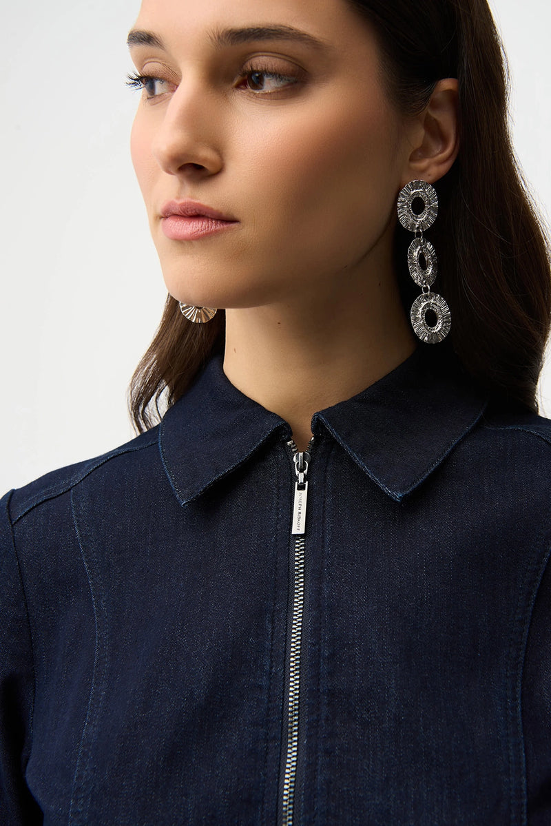 Joseph Ribkoff Denim Dress With Half Zip and Belt Jr261900