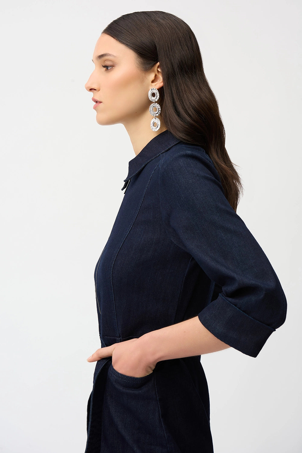 Joseph Ribkoff Denim Dress With Half Zip and Belt Jr261900