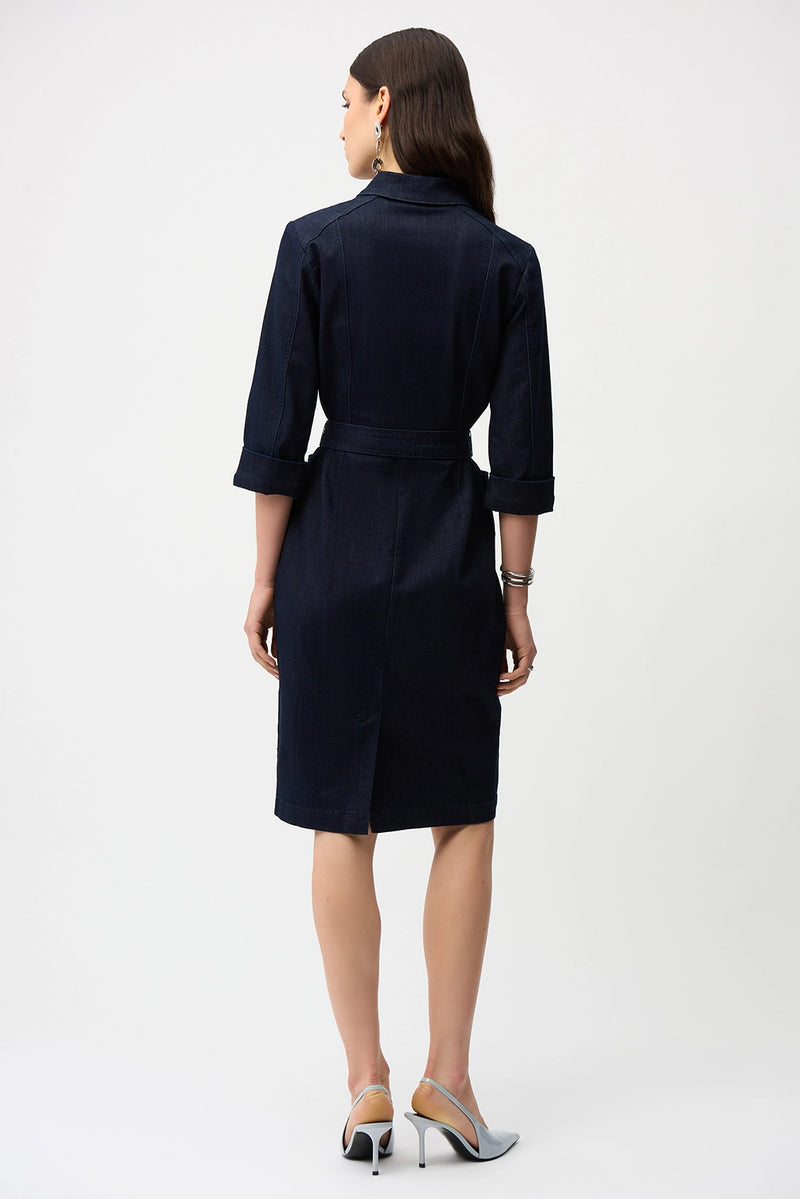 Joseph Ribkoff Denim Dress With Half Zip and Belt Jr261900