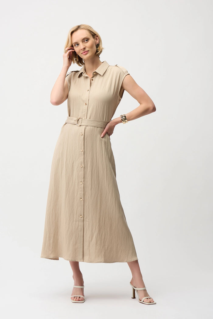 Joseph Ribkoff Textured Woven Shirt Dress with Sash Jr261935