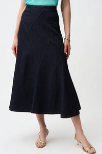 Joseph Ribkoff Denim Flare Skirt With Exposed Zipper Jr261969
