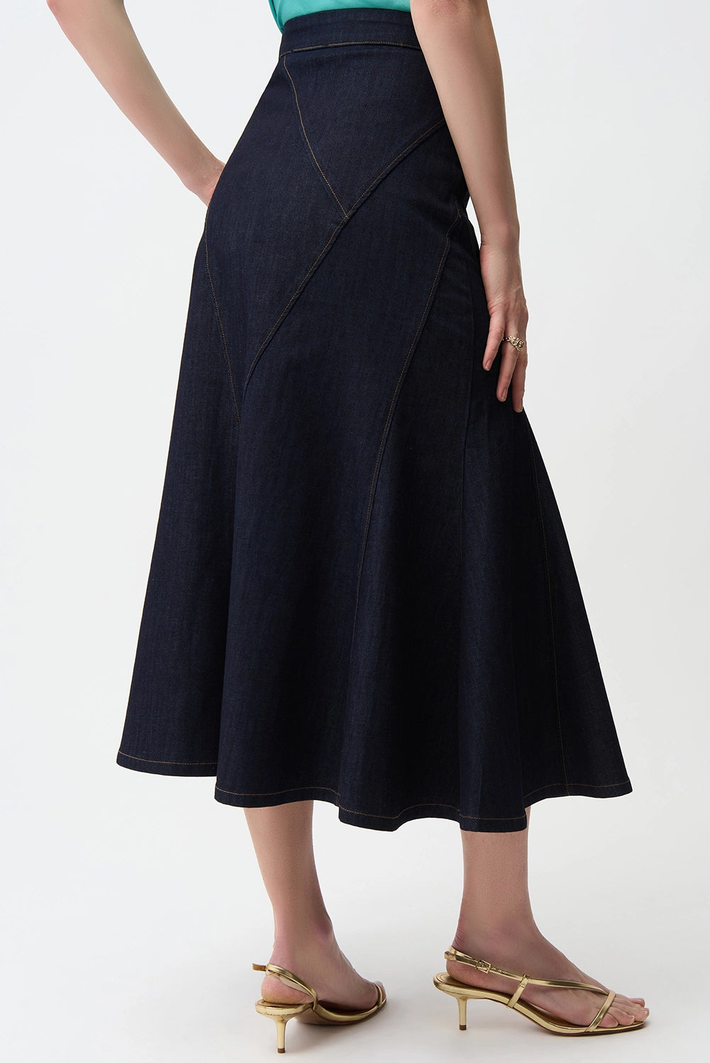 Joseph Ribkoff Denim Flare Skirt With Exposed Zipper Jr261969