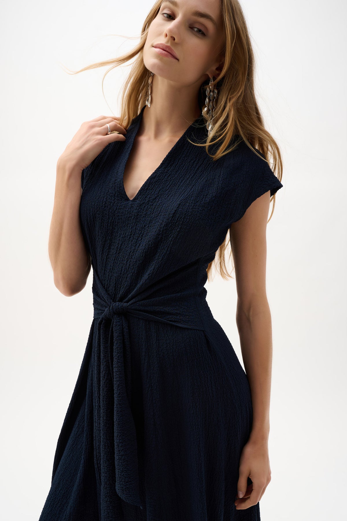 Joseph Ribkoff Woven Seersucker Fit And Flare Dress Jr262026