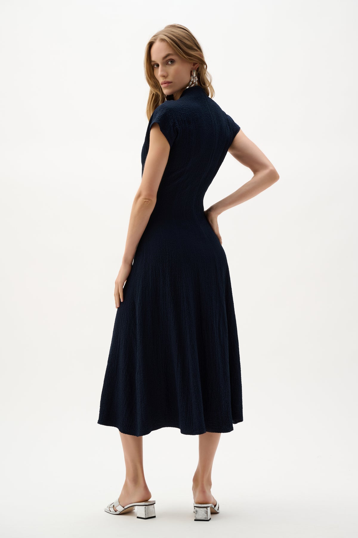 Joseph Ribkoff Woven Seersucker Fit And Flare Dress Jr262026