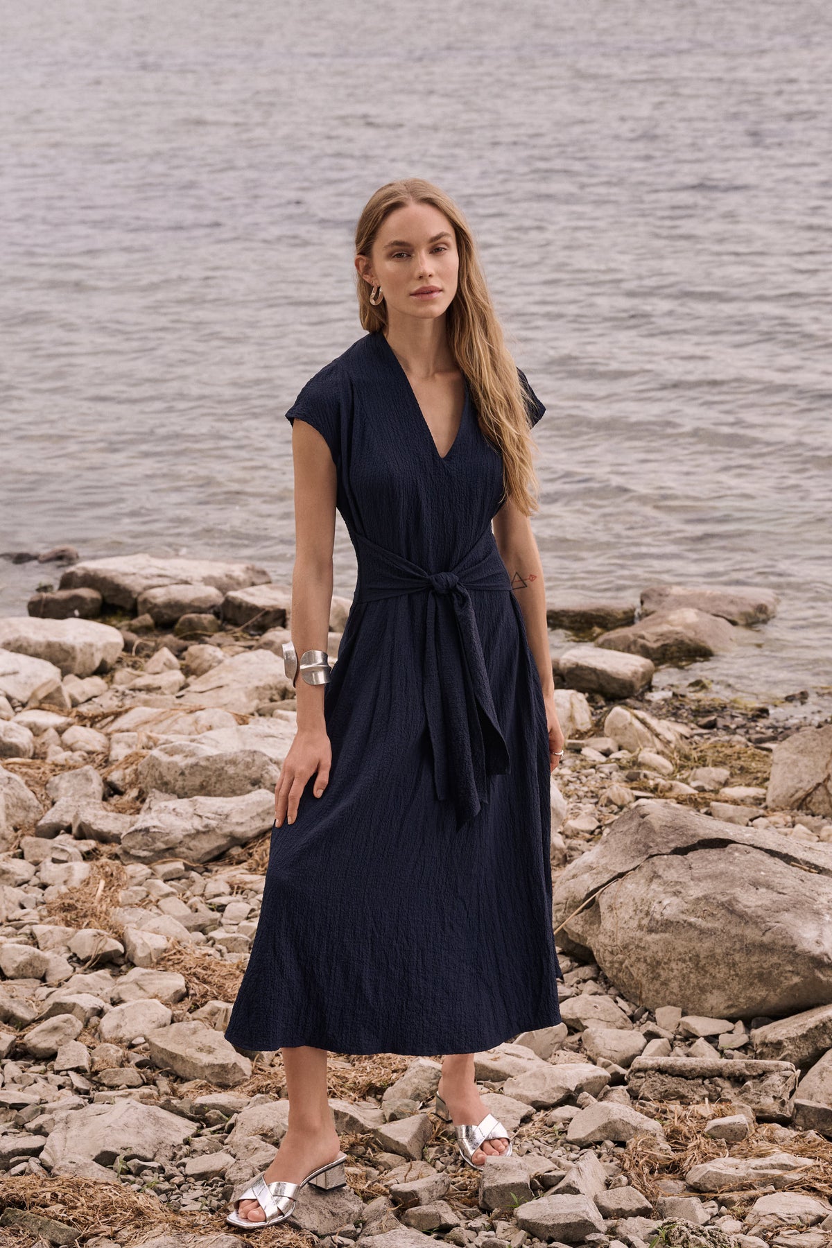 Joseph Ribkoff Woven Seersucker Fit And Flare Dress Jr262026