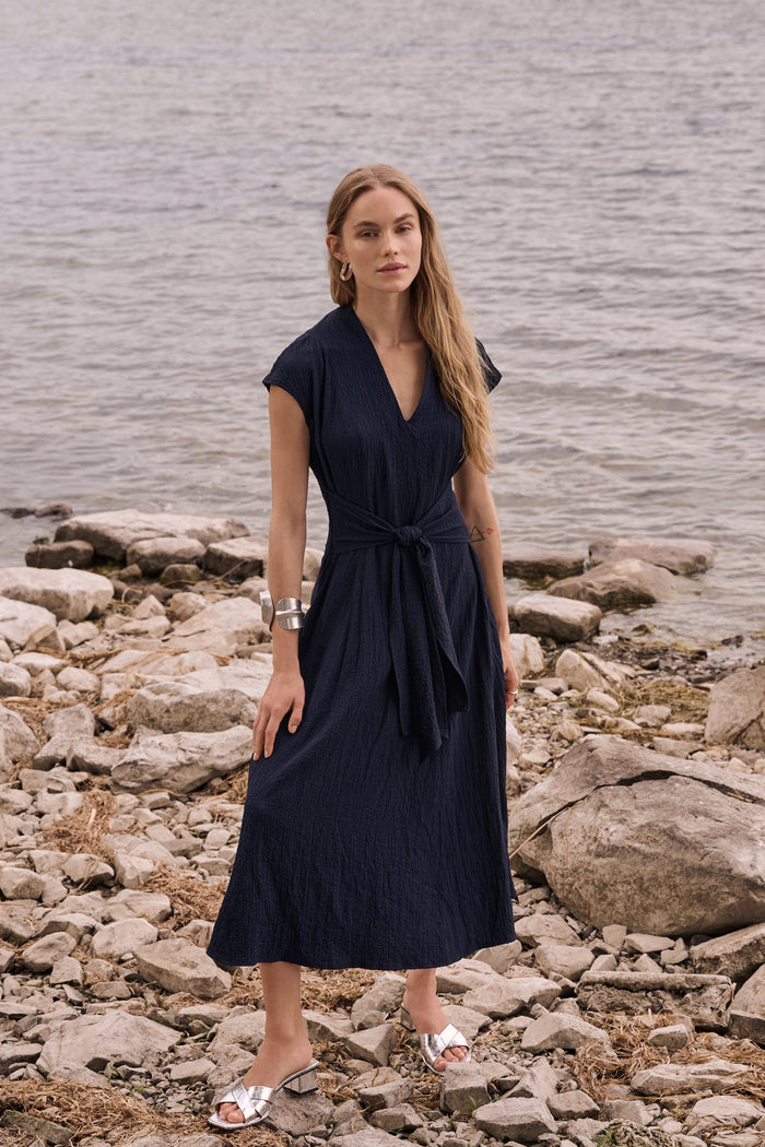 Joseph Ribkoff Woven Seersucker Fit And Flare Dress Jr262026