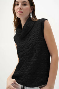 Joseph Ribkoff Bubble Jacquard Straight Top With Cowl Collar Jr262091