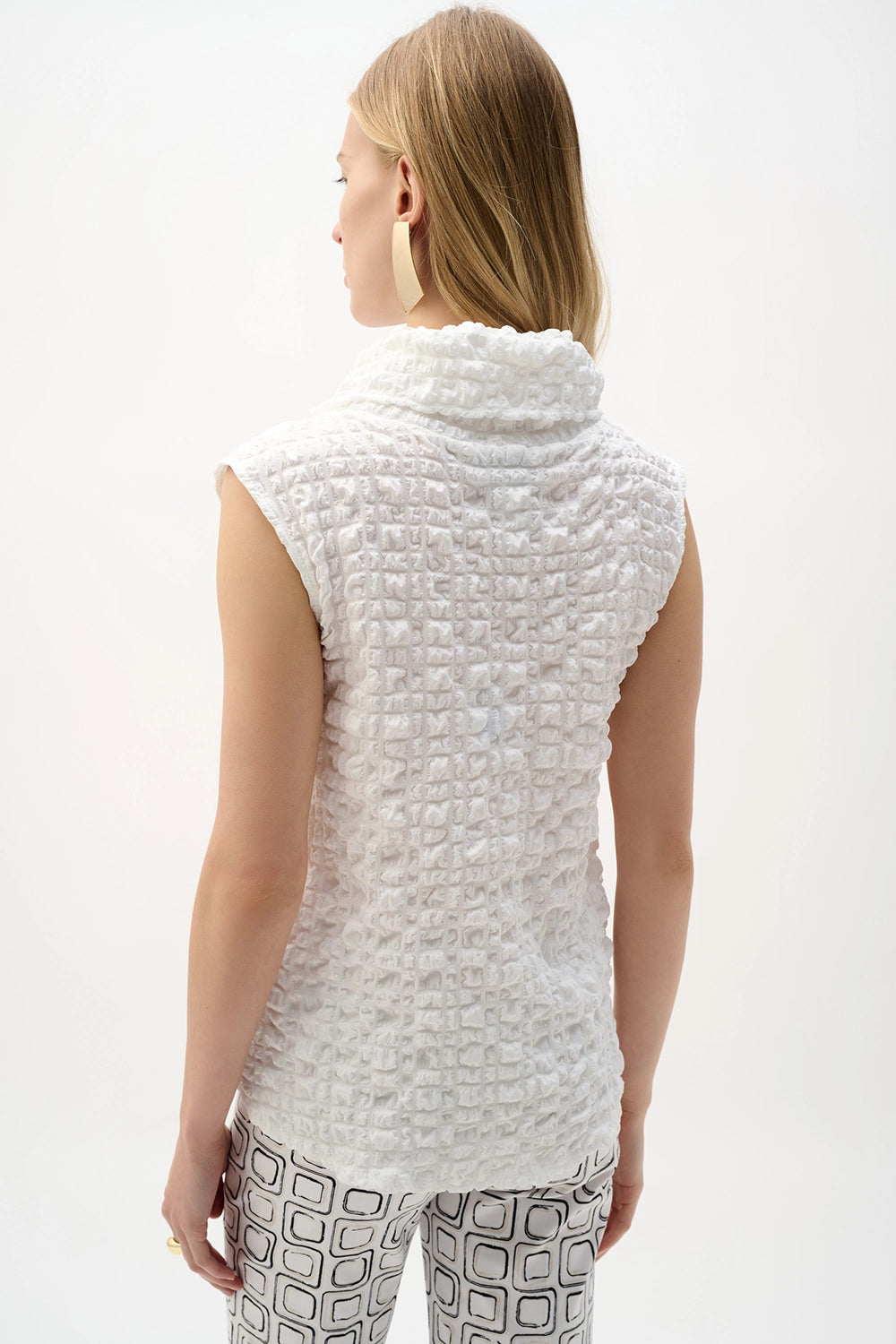 Joseph Ribkoff Bubble Jacquard Straight Top With Cowl Collar Jr262091