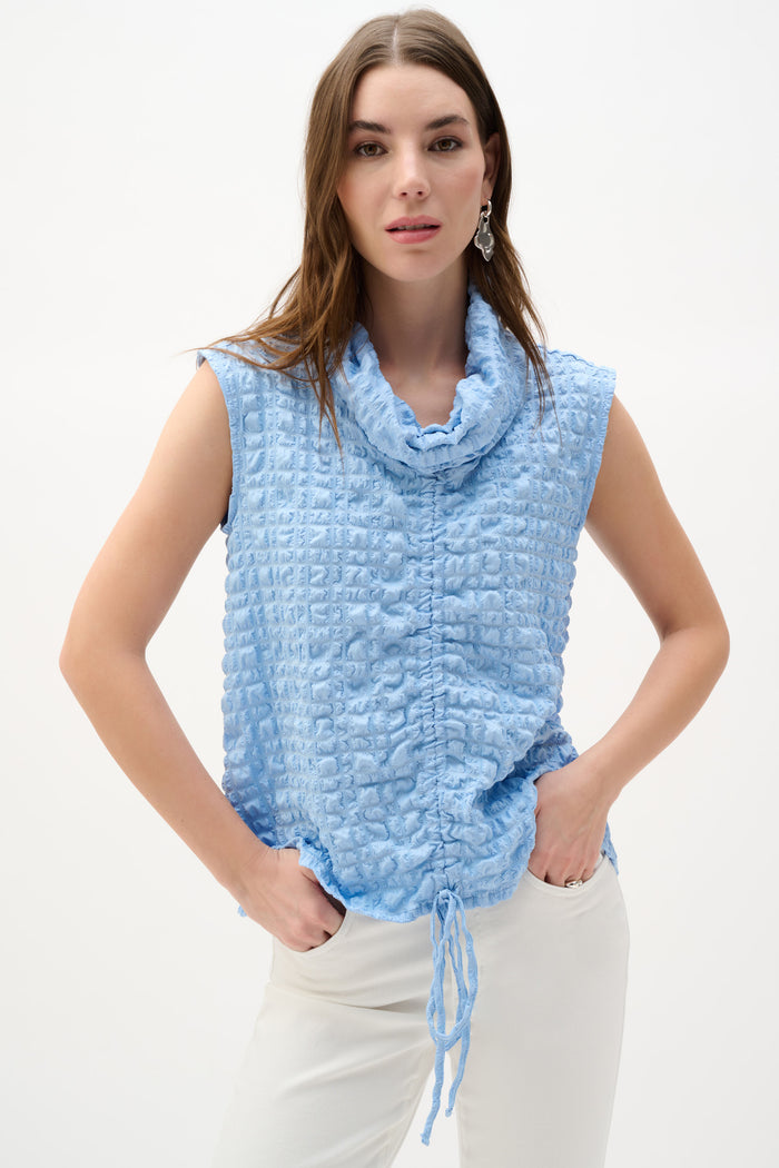 Joseph Ribkoff Bubble Jacquard Straight Top With Cowl Collar Jr262091