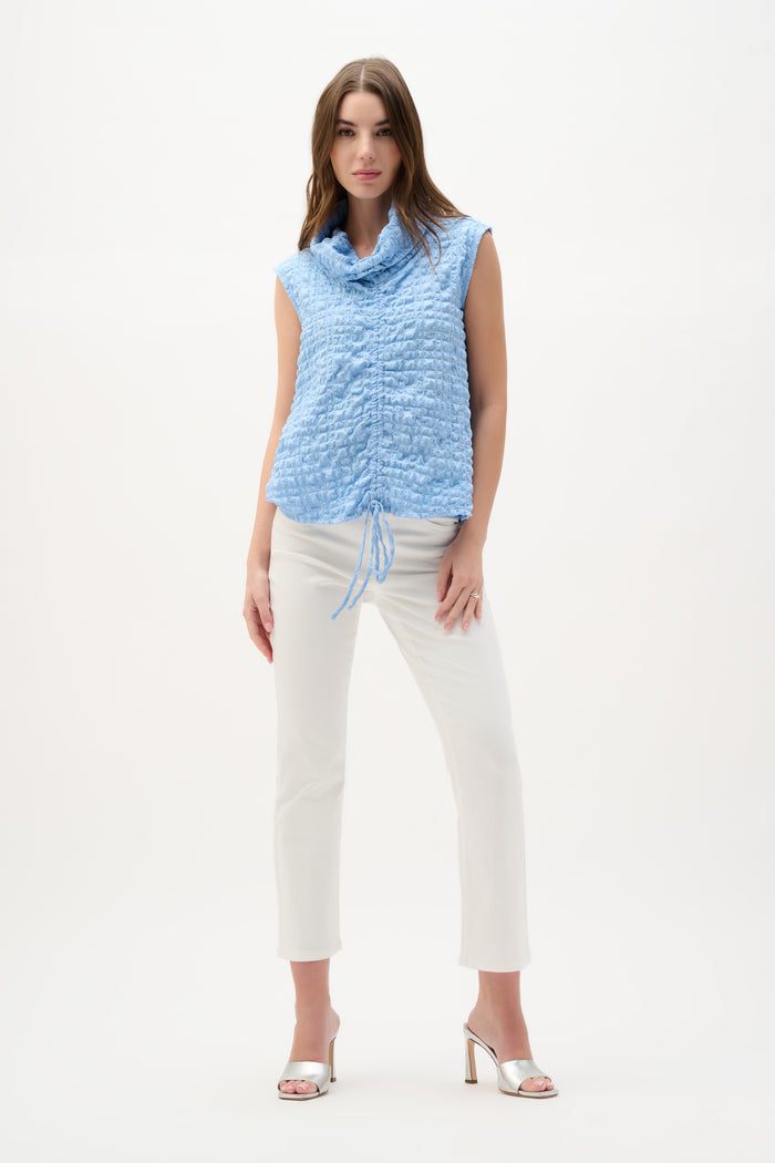 Joseph Ribkoff Bubble Jacquard Straight Top With Cowl Collar Jr262091