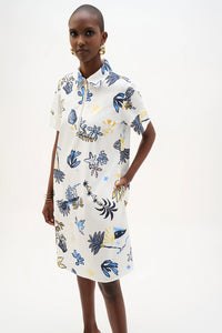 Joseph Ribkoff Stretch Cotton Tropical Print A-Line Dress Jr262139