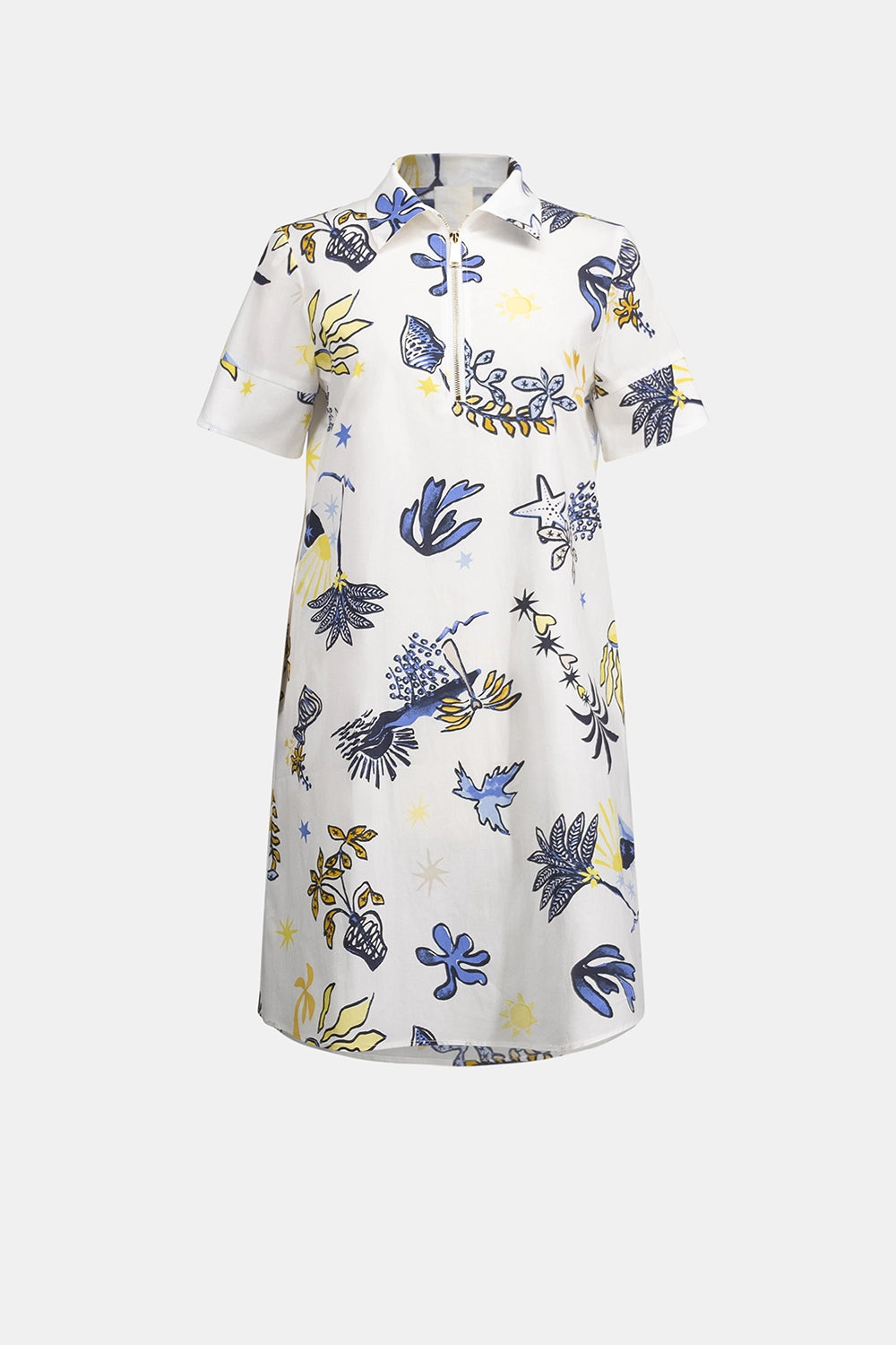 Joseph Ribkoff Stretch Cotton Tropical Print A-Line Dress Jr262139