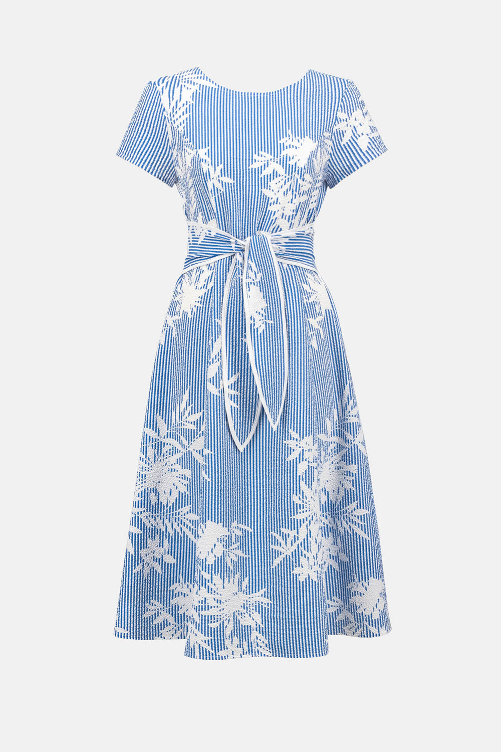 Joseph Ribkoff Woven Seersucker Floral Print Fit And Flare Dress Jr262191