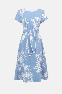 Joseph Ribkoff Woven Seersucker Floral Print Fit And Flare Dress Jr262191