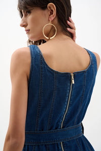 Joseph Ribkoff Denim Fit And Flare Midi Dress With Belt Jr262901