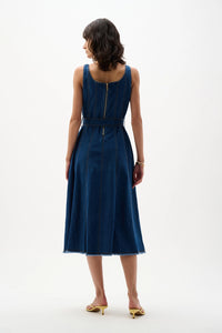 Joseph Ribkoff Denim Fit And Flare Midi Dress With Belt Jr262901