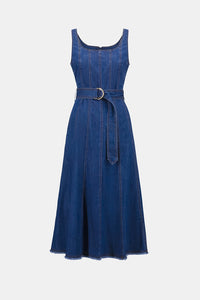 Joseph Ribkoff Denim Fit And Flare Midi Dress With Belt Jr262901