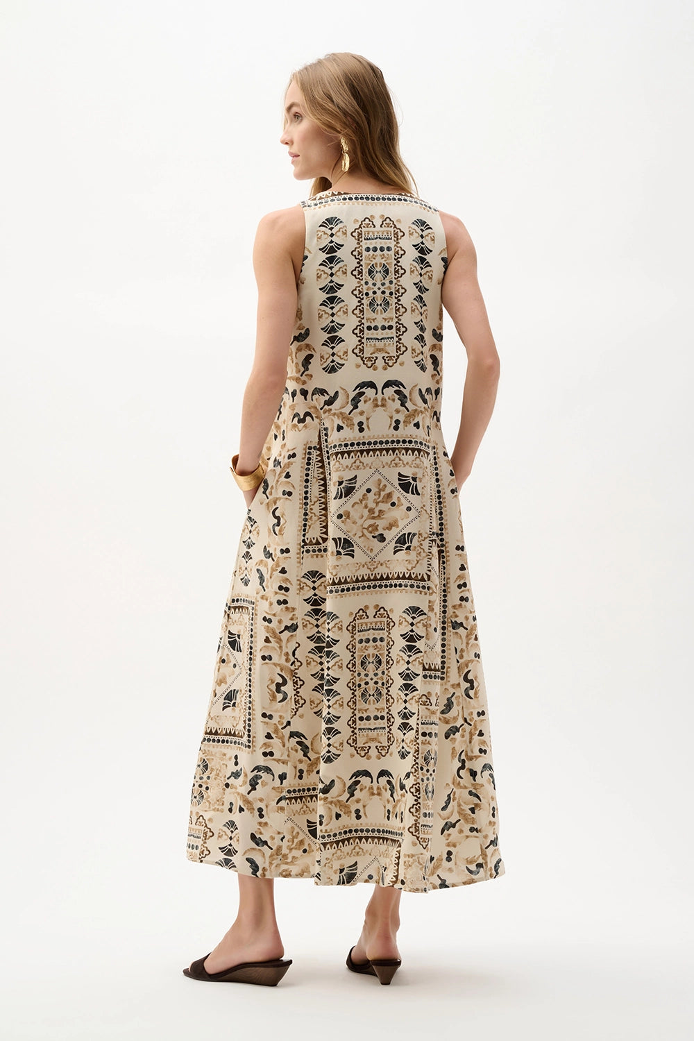 Joseph Ribkoff Linen Blend Scarf Print A-Line Dress Jr262908