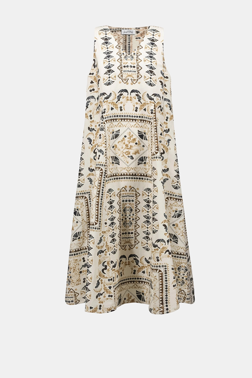 Joseph Ribkoff Linen Blend Scarf Print A-Line Dress Jr262908
