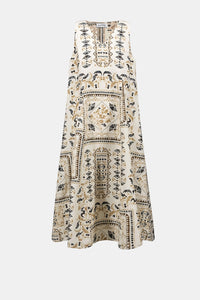 Joseph Ribkoff Linen Blend Scarf Print A-Line Dress Jr262908