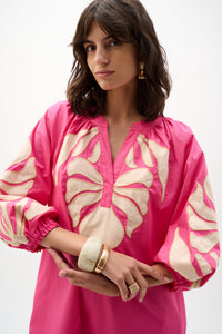 Joseph Ribkoff Stretch Cotton Floral Embroidered Straight Dress Jr262911