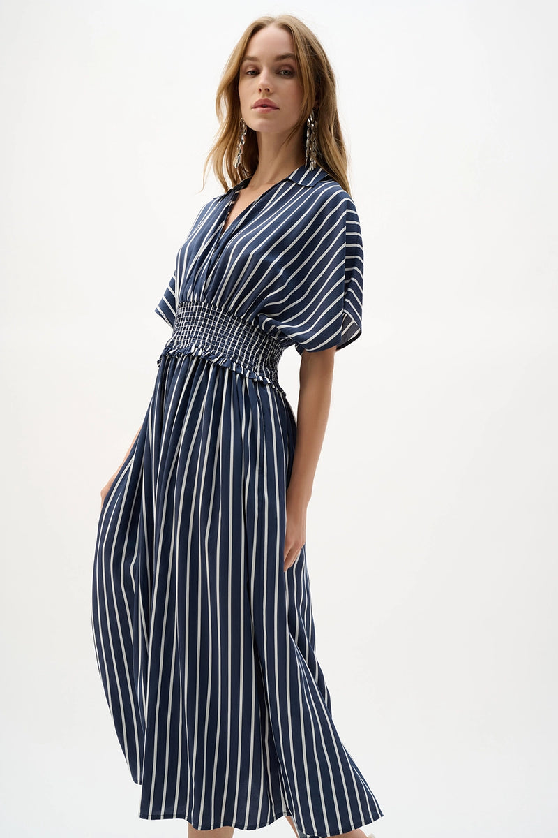 Joseph Ribkoff Flowy Poplin Stripe Print Fit And Flare Dress Jr262912