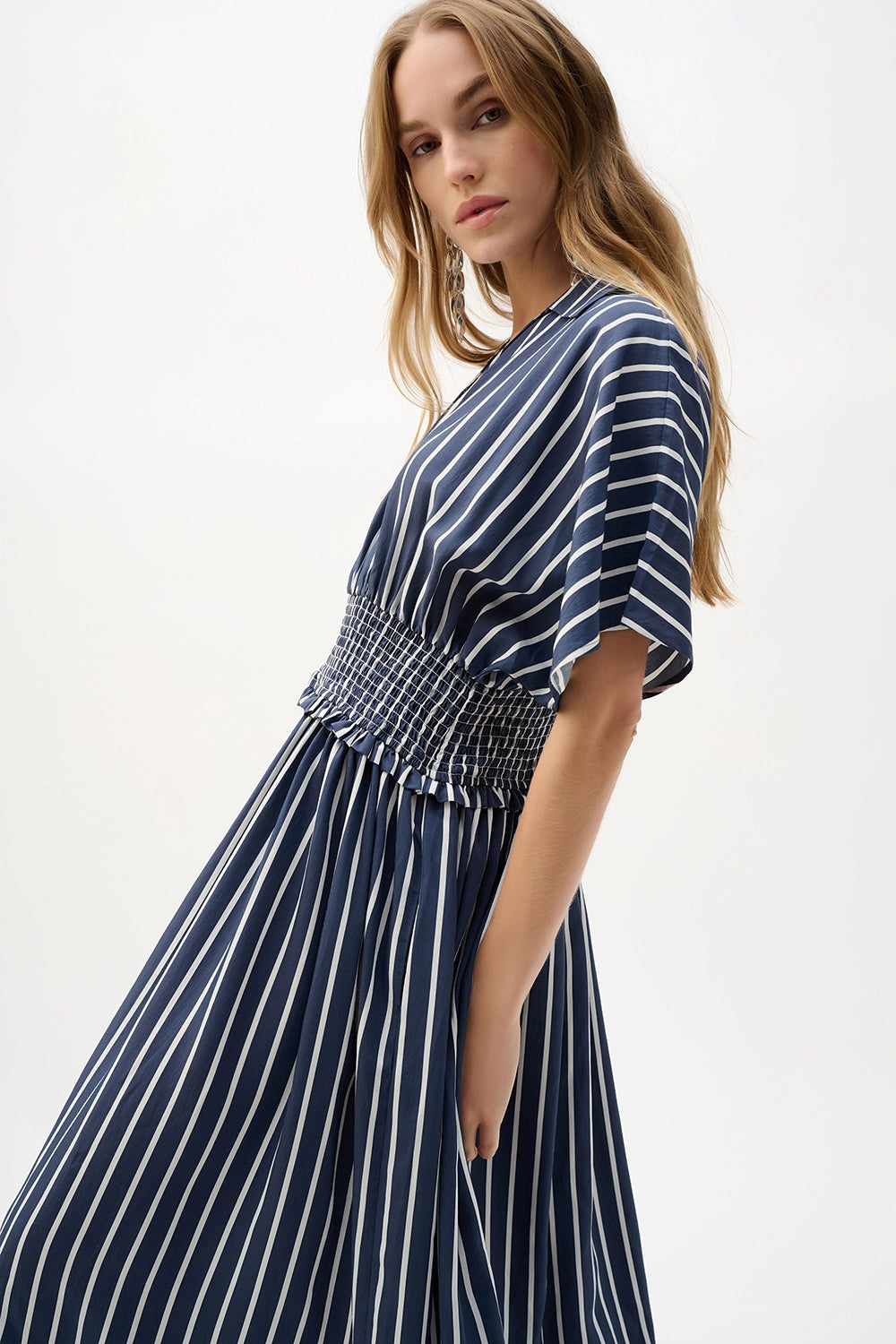 Joseph Ribkoff Flowy Poplin Stripe Print Fit And Flare Dress Jr262912