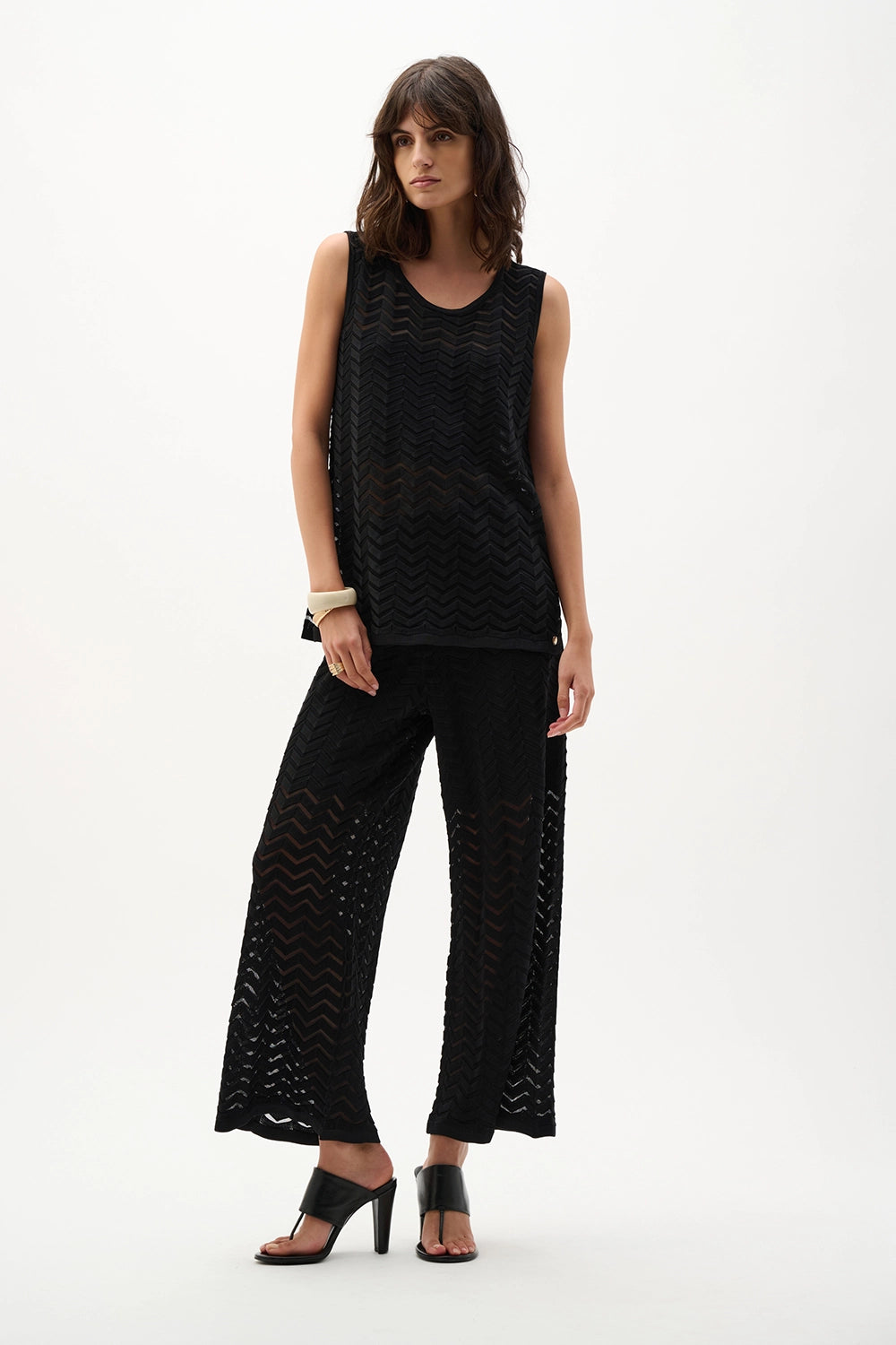 Joseph Ribkoff Viscose Jacquard Knit Chevron Stitch Relaxed Tunic Top Jr262932