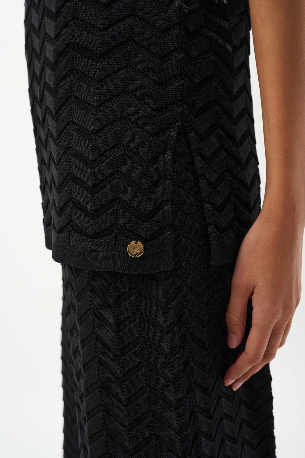 Joseph Ribkoff Viscose Jacquard Knit Chevron Stitch Relaxed Tunic Top Jr262932