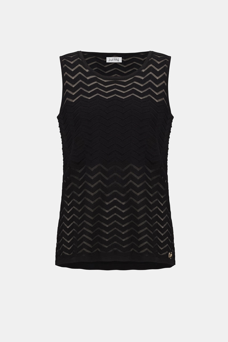 Joseph Ribkoff Viscose Jacquard Knit Chevron Stitch Relaxed Tunic Top Jr262932