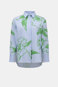 Joseph Ribkoff Cotton Stripe Floral Print Boxy Blouse Jr262951