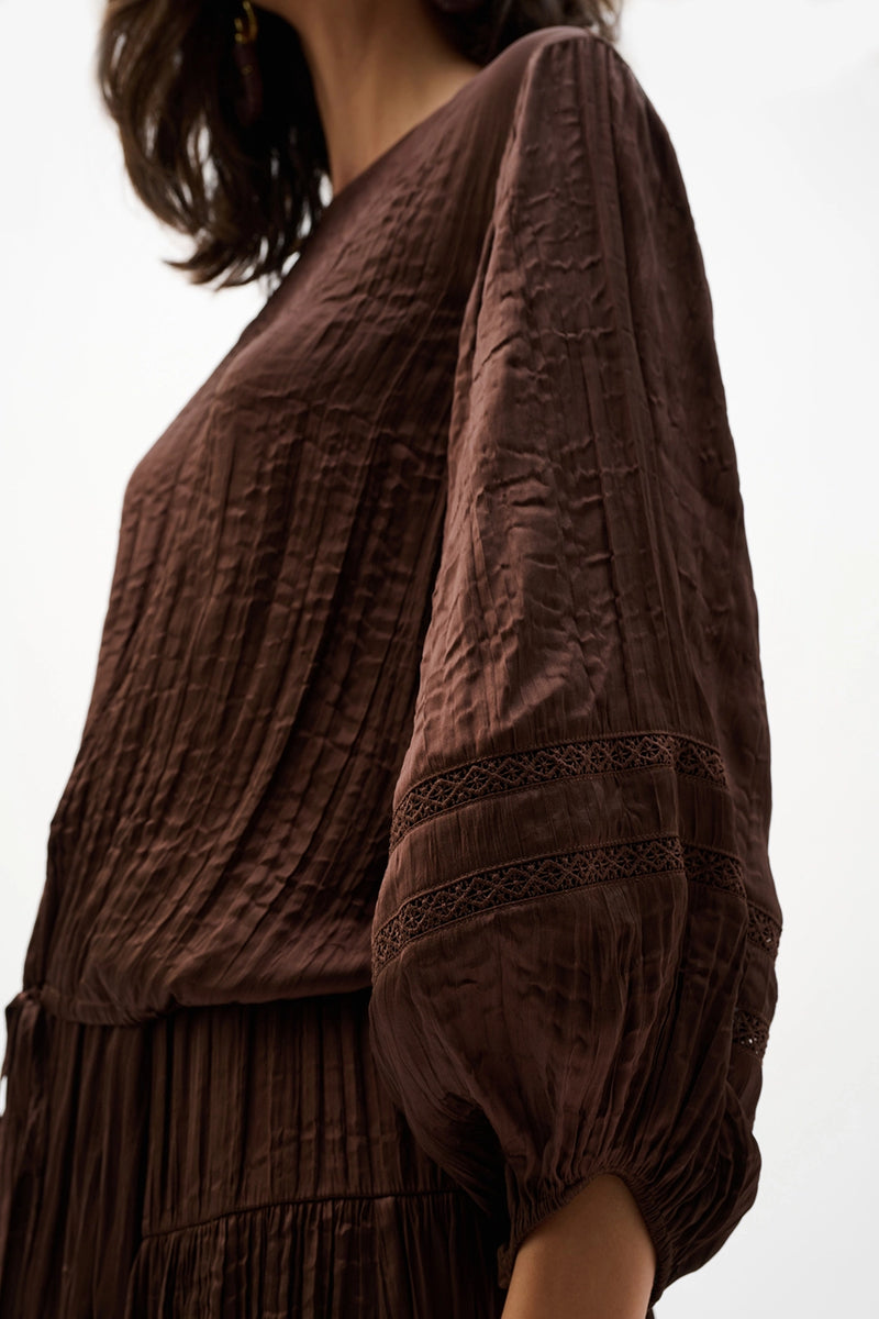 Joseph Ribkoff Pleated Satin Cocoon Top With Pleats Jr262959