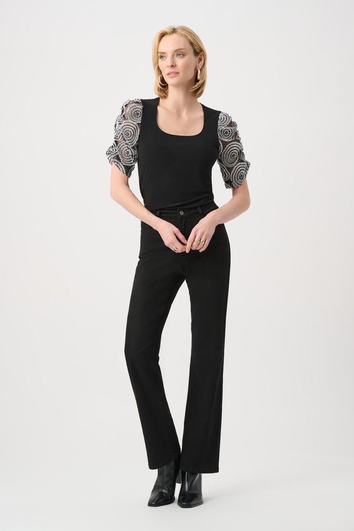 Joseph Ribkoff Silky Knit Novelty Sleeve Top Jr263028
