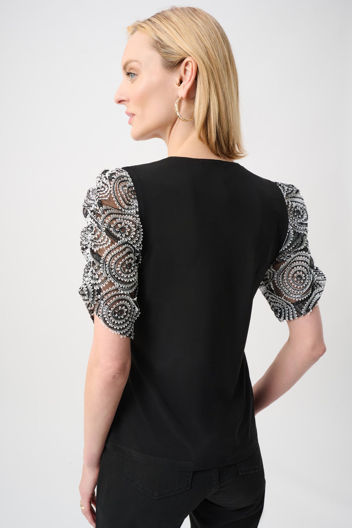 Joseph Ribkoff Silky Knit Novelty Sleeve Top Jr263028