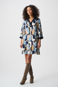 Joseph Ribkoff Recycled Satin Geometric Trapeze Dress Jr263064