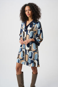 Joseph Ribkoff Recycled Satin Geometric Trapeze Dress Jr263064