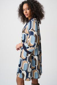 Joseph Ribkoff Recycled Satin Geometric Trapeze Dress Jr263064