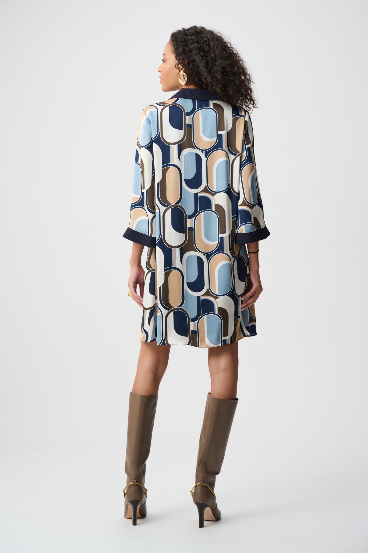 Joseph Ribkoff Recycled Satin Geometric Trapeze Dress Jr263064