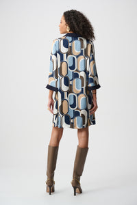 Joseph Ribkoff Recycled Satin Geometric Trapeze Dress Jr263064