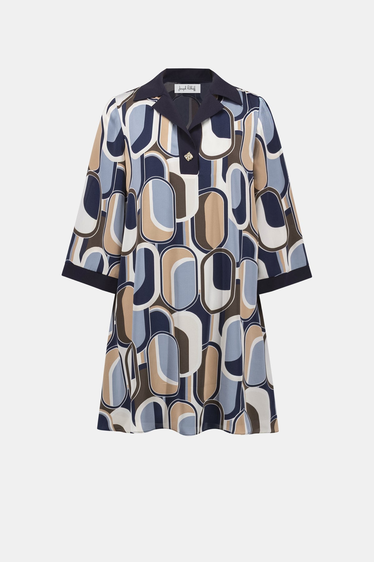 Joseph Ribkoff Recycled Satin Geometric Trapeze Dress Jr263064