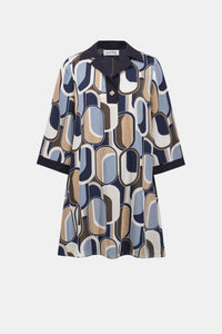 Joseph Ribkoff Recycled Satin Geometric Trapeze Dress Jr263064